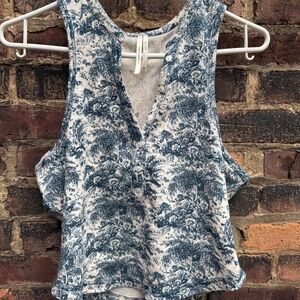 NWT By Anthropologie Printed Henley Tank Sz M